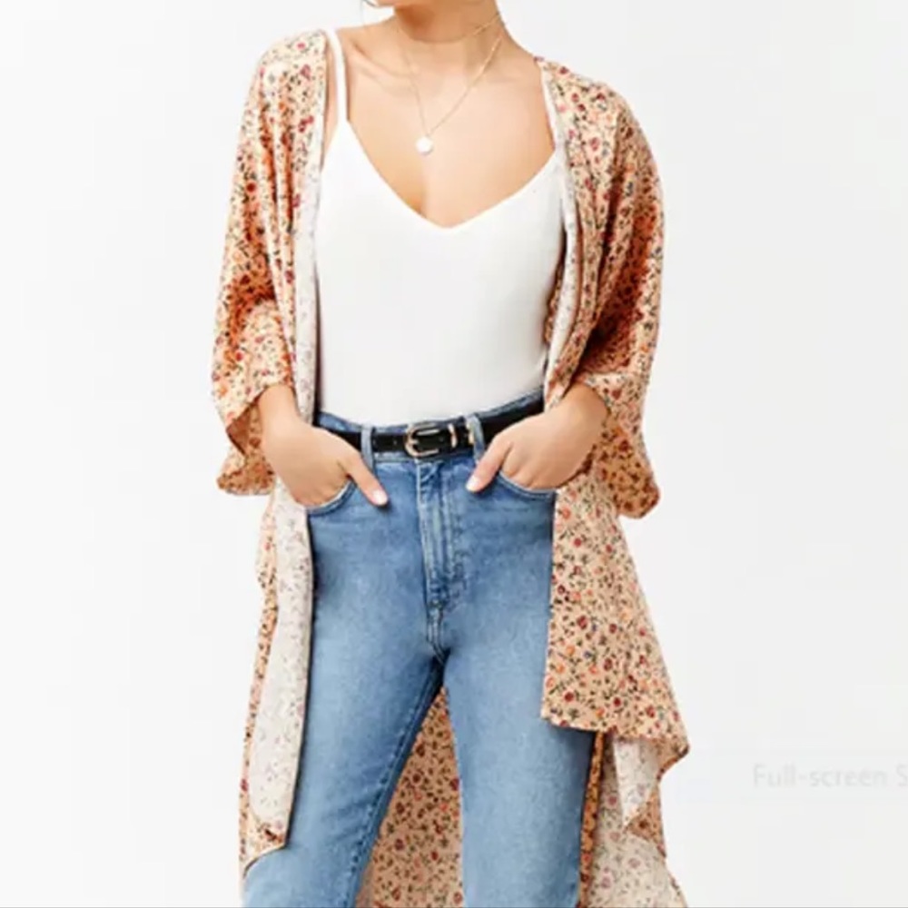 Forever 21 Pink Floral Kimono Size M/L